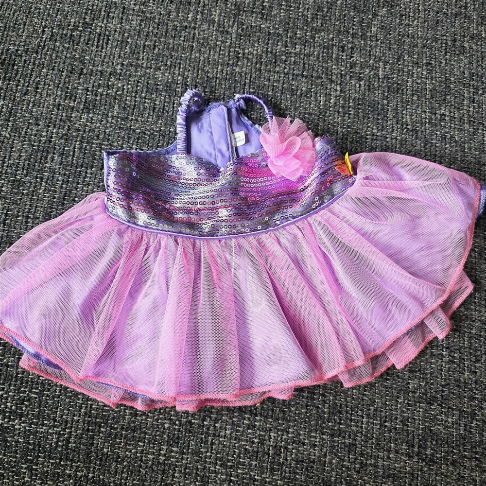 Build-A-Bear Purple Pink Sequin Tulle Tutu Dress Plush Stuffed Animal Outfit